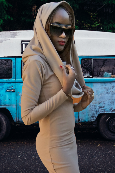 Oversized hood dress